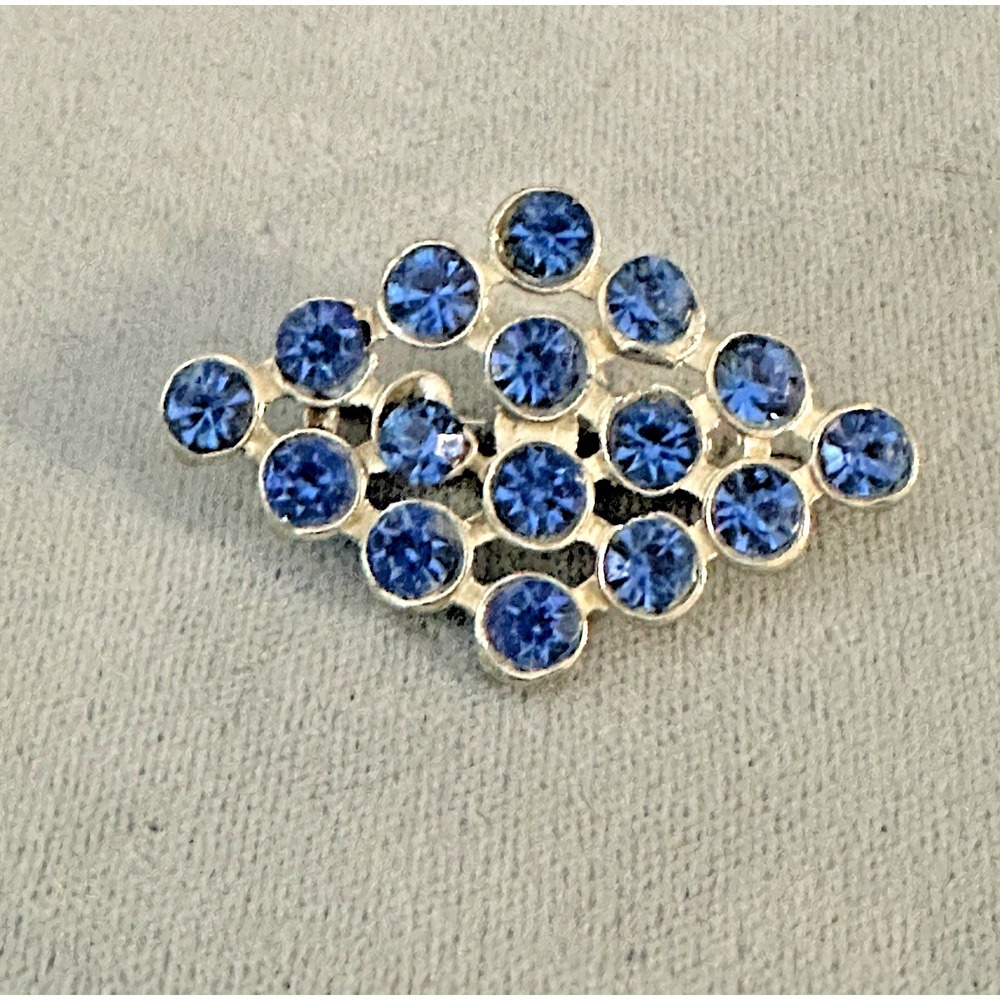 Vintage Blue Rhinestone Diamond Shaped Brooch